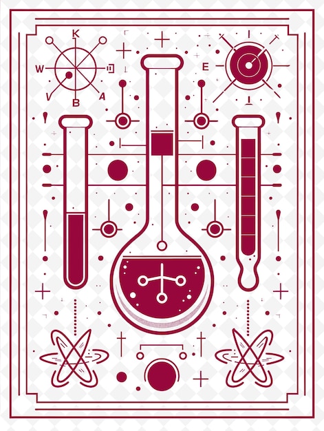 Png science postcard design met futuristic frame style design d outline arts scribble decorative