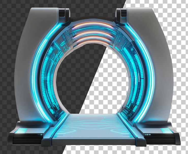 PSD png scifi portal with glowing blue details