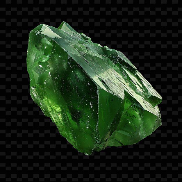 PSD png serpentine crystal with irregular shape green color and opaq gradient object on dark background (不規則な形状の緑色と暗い背景の不透明なグラディエントオブジェクト)