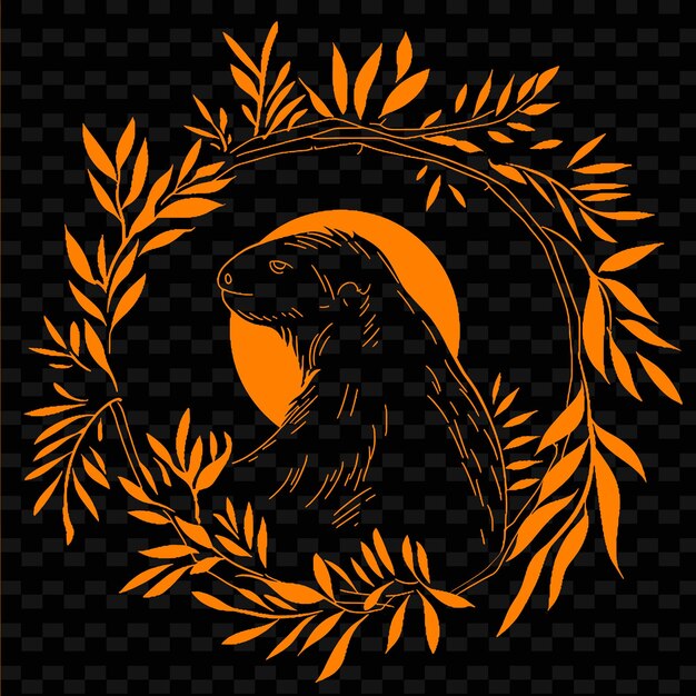 PSD png sloth silhouette z liana vines i uproszczenie projektu z r outline animal i tropical leave