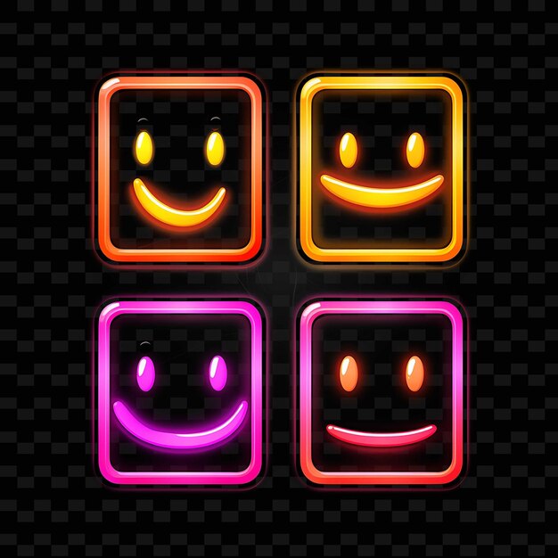 PSD png smiling face icon emoji z mischievous cunning i sly ex neon lines y2k shape przyciągające wzrok