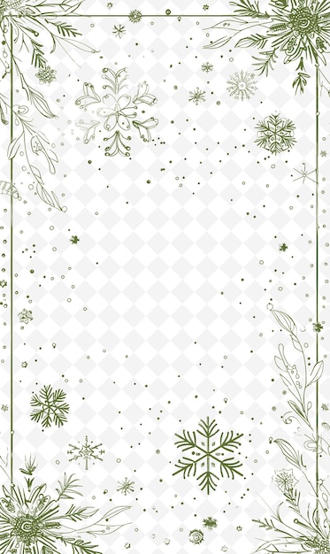 PSD png snowy postcard design con cornice invernale stile di progettazione decorazione outline arts scribble decorative