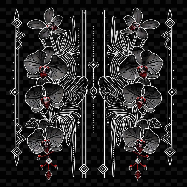 PSD png sofisticato phalaenopsis orchid borderlines design con arillustration collezioni astratte