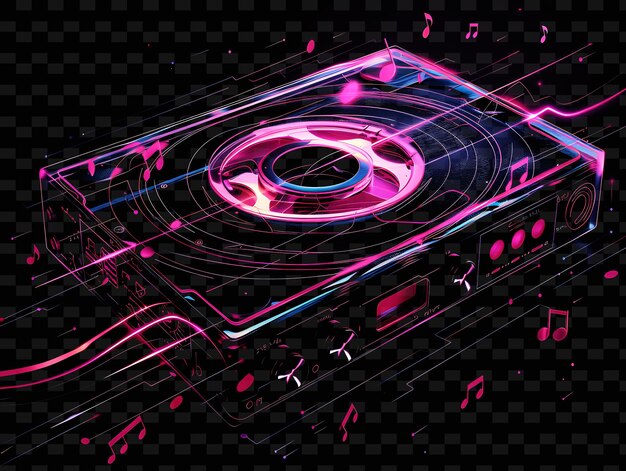 PSD png soundwave tape decal с аудио частотами и музыкальными нотами creative neon y2k shape decorative