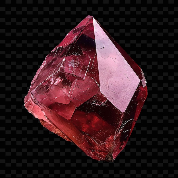 PSD Кристалл pngel с октаэдрической формой в красном цвете и трансп-градиентным объектом на темном фоне