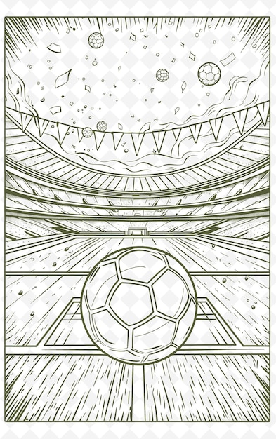 PSD png sport projekt pocztówki ze stadionem ramy styl projekt dekoracja outline arts scribble dekoracyjne