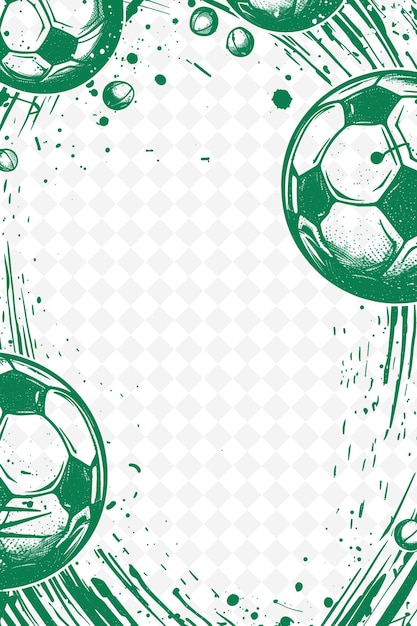 PSD png спортивная тематическая рамка с баскетболом и футбольным мячом деко иллюстрация декоративная рамка