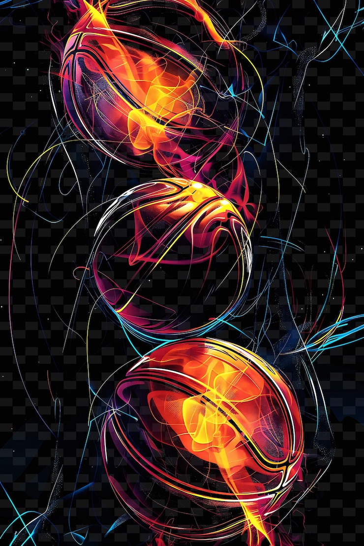 PSD png sporty tape decal with images of basketballs and footballs creative neon y2k shape decoratived