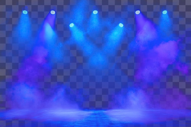 파란 스포트라이트와 함께 PNG 무대 콘서트 조명 공연
