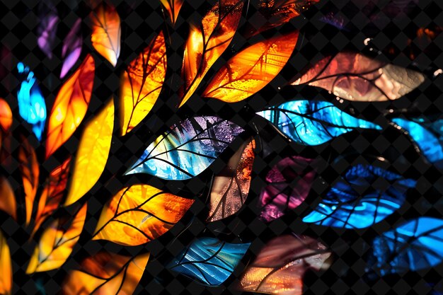 PSD png stained glass fire with colorful and intricate patterns rese neon texture effect y2k collection