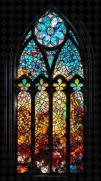 Png stained glass fire with colorful and intricate patterns rese neon texture effect y2k collection