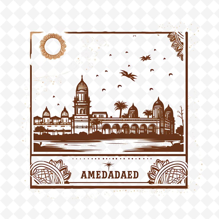 PSD png स्टाम्प डिज़ाइन, वैश्विक भव्यता का वर्णन करने वाले मनमोहक सिटी स्टाम्प