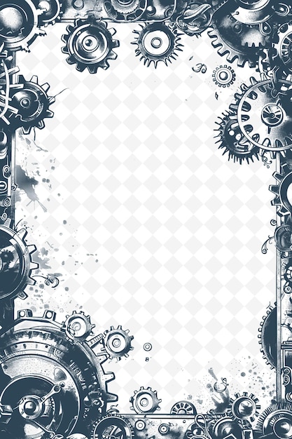 PSD png steampunk frame art met tandwielen en cogwheel decoraties bord illustratie frame art decoratief