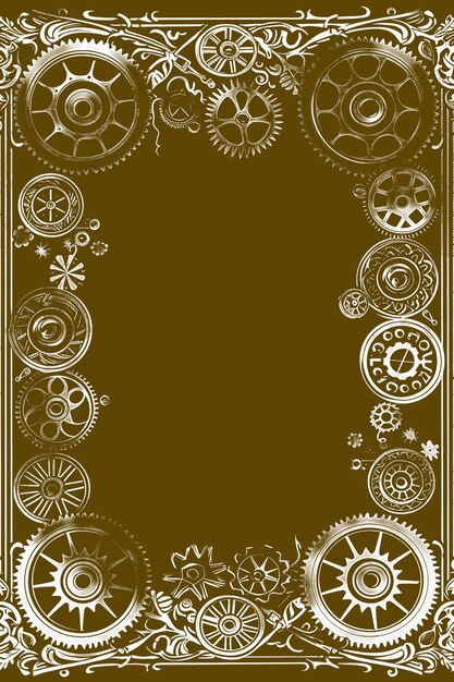 PSD png steampunk frame art met tandwielen en cogwheel decoraties bord illustratie frame art decoratief