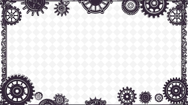 PSD png steampunk frame art met tandwielen en tandwielen decoraties border f illustratie frame art decoratief