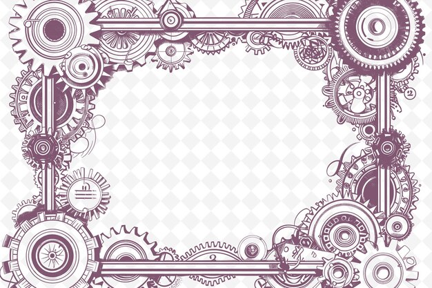 PSD png steampunk frame art met tandwielen en tandwielen decoraties border f illustratie frame art decoratief