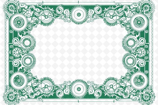 PSD png steampunk frame art met tandwielen en tandwielen decoraties border f illustratie frame art decoratief