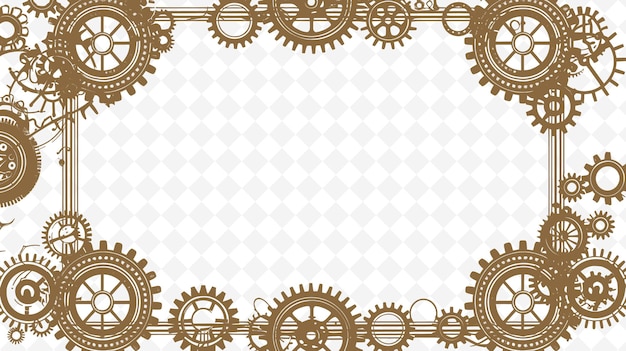 PSD png steampunk frame art con ingranaggi e decorazioni border f illustrazione frame art decorative