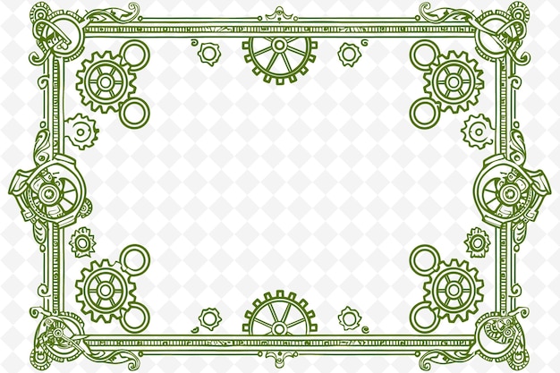 PSD png steampunk frame art con ingranaggi e decorazioni border f illustrazione frame art decorative