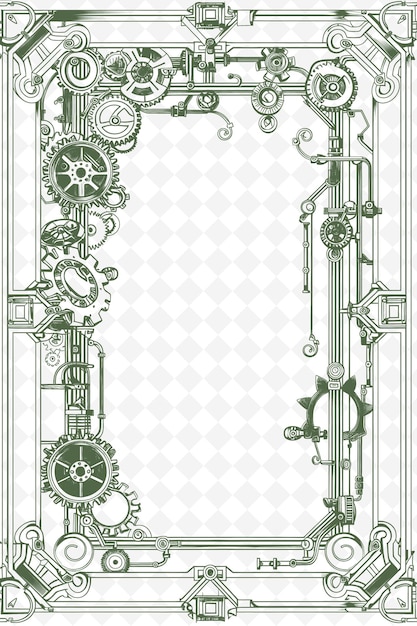 PSD png steampunk frame art with gears and cogwheel decorations bord illustration frame art decorative