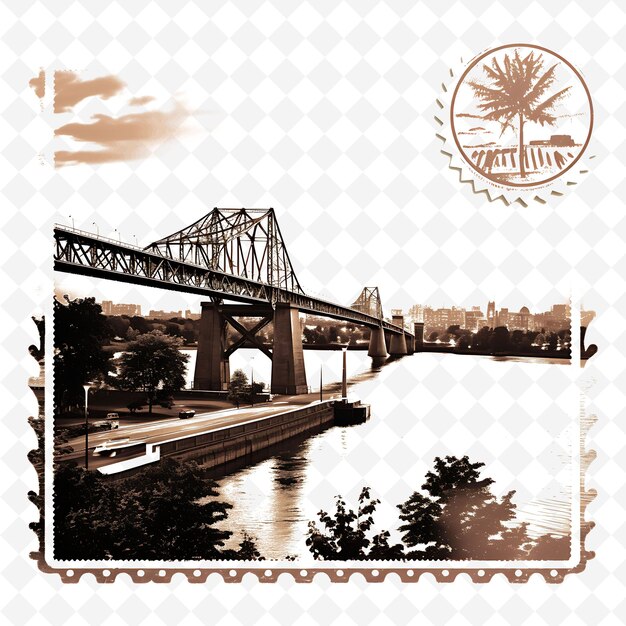 Png stempel montreal met monochrome lavendel kleur jacques cartier brid minimalistisch uniek kunstframe