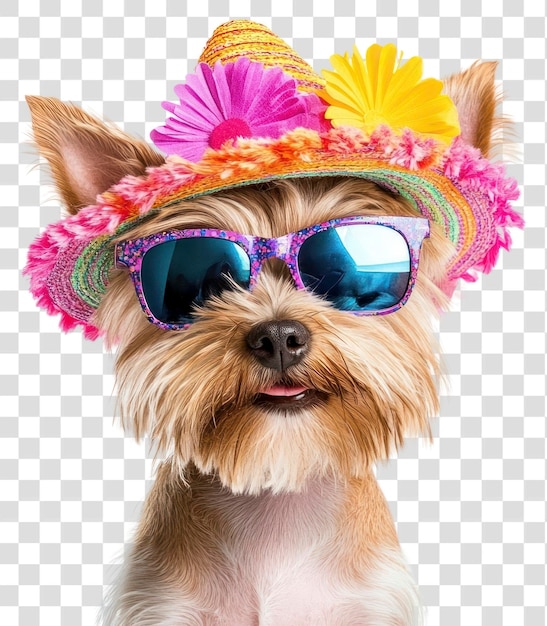 PNG Stijlvolle hond met kleurrijke accessoires