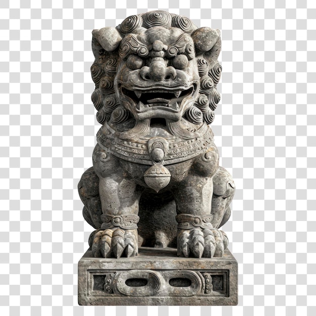 PNG Stone chinese guardian lion statue sculpture art
