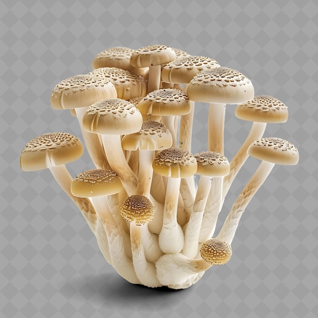 PSD funghi di paglia png grappoli di sottili gambi bianchi con piccole verdure fresche isolate