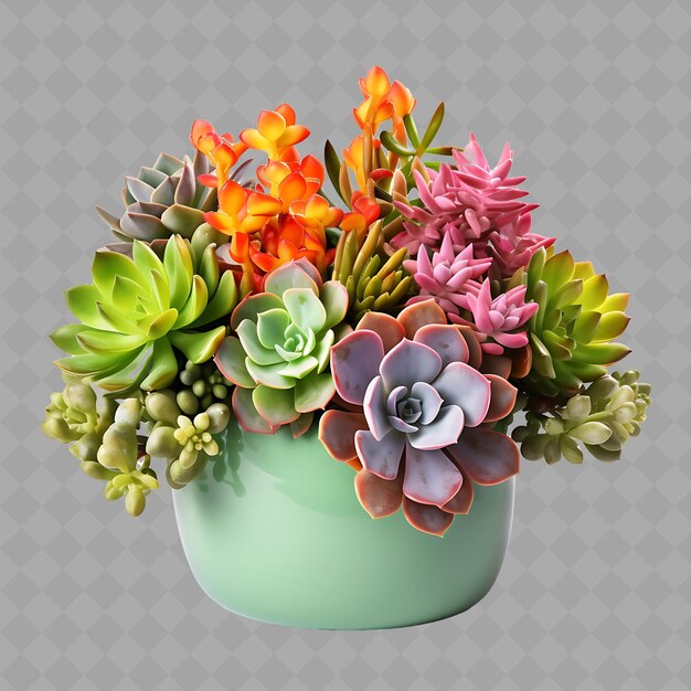 Png a succulent arrangement in a stoneware pot with color modern interior tree on clean background