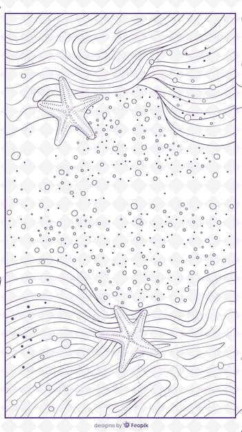 Png design di cartoline estive con cornice beachy style design decora outline arts scribble decorative