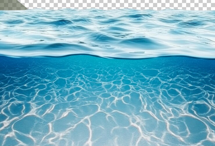 PSD png sunlit clear blue ocean water