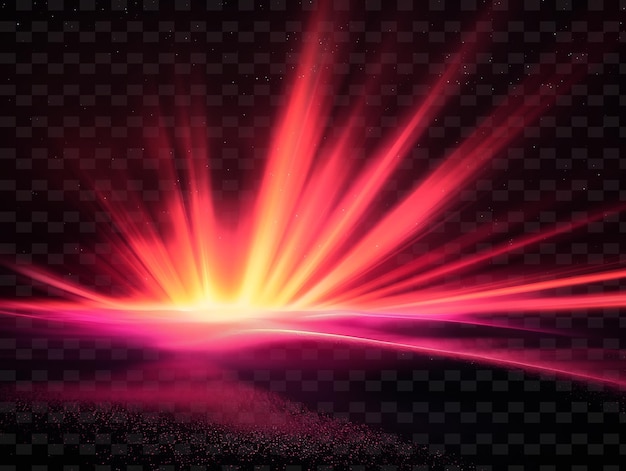 PSD png sunset light rays met vervaagend licht en red purple dusk colo neon transparante y2k collecties