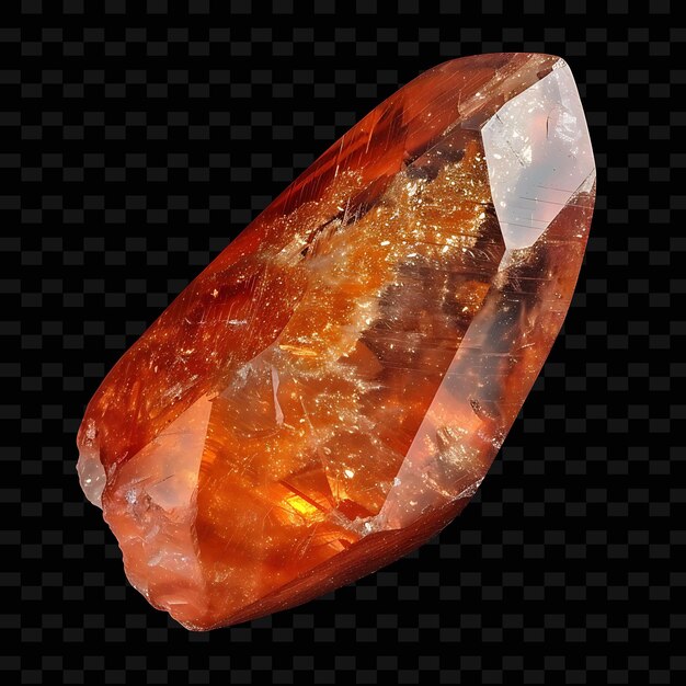 PSD png sunstone crystal met cabochon shape oranje kleur en transl gradient object op donkere achtergrond