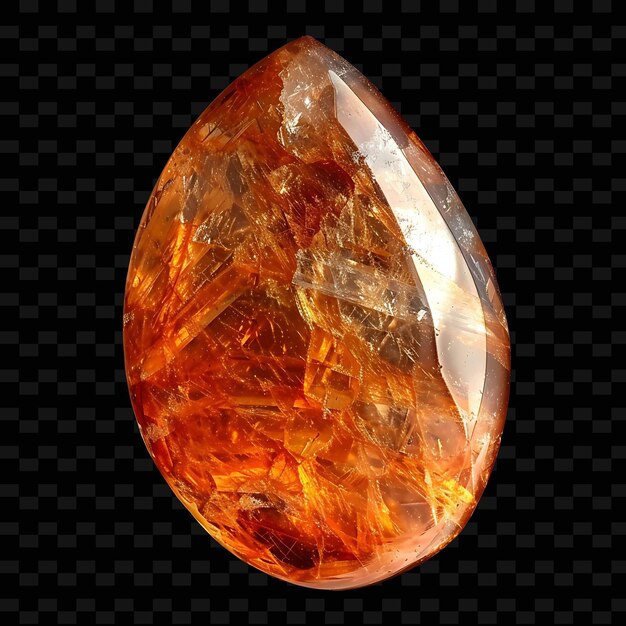 PSD png sunstone crystal with cabochon shape orange color and transl gradient object on dark background (カボチョン・シェイプ・オレンジ・カラーとトランスル・グラディエント・オブジェクトを暗い背景に描いたサンストーン・クリスタル)