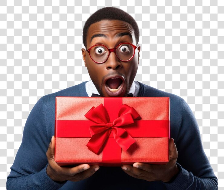 PSD png surprised adult gift face