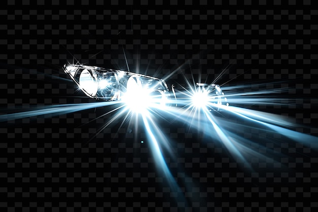PSD png światło przednie promienie z jasnym światłem i białym pojazdem col neon przezroczyste kolekcje y2k