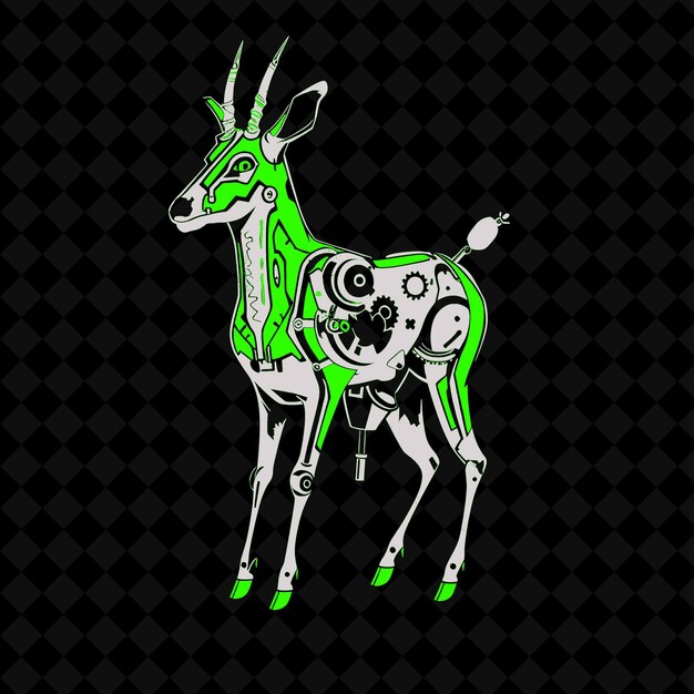 PSD png swift pronghorn with a clockwork body and a mechanical leg r outline vector of animal mascot