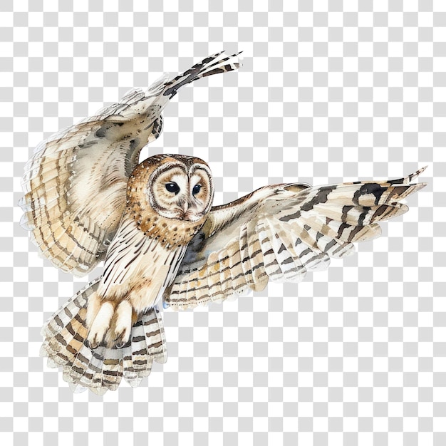 PNG Szczegółowa ilustracja latającej sowy