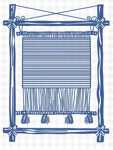 Png Tapestry Loom Frame Art With Thread Spools And Weaving Patte 일러스트레이션 프레임 아트 장식