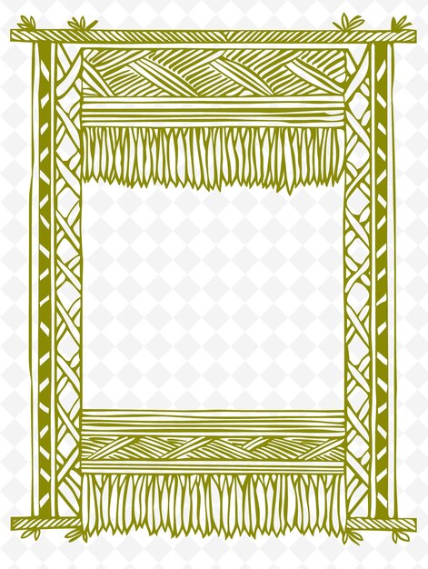 PSD png tapestry loom frame art with thread spools and weaving patte 일러스트레이션 프레임 아트 장식