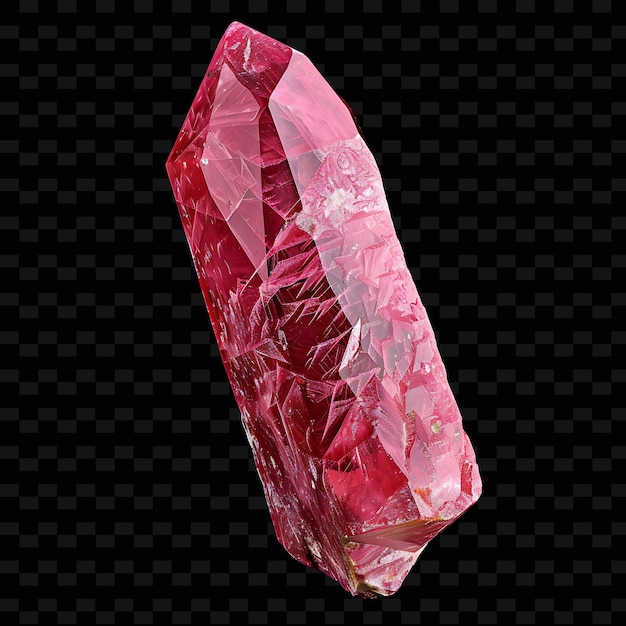 PSD png thulite crystal shard with jagged irregular shape pink color gradient object on dark background