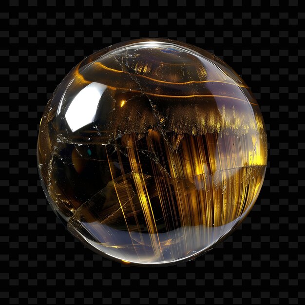 PSD png tigers eye crystal sphere with round shape brown color and o gradient object on dark background