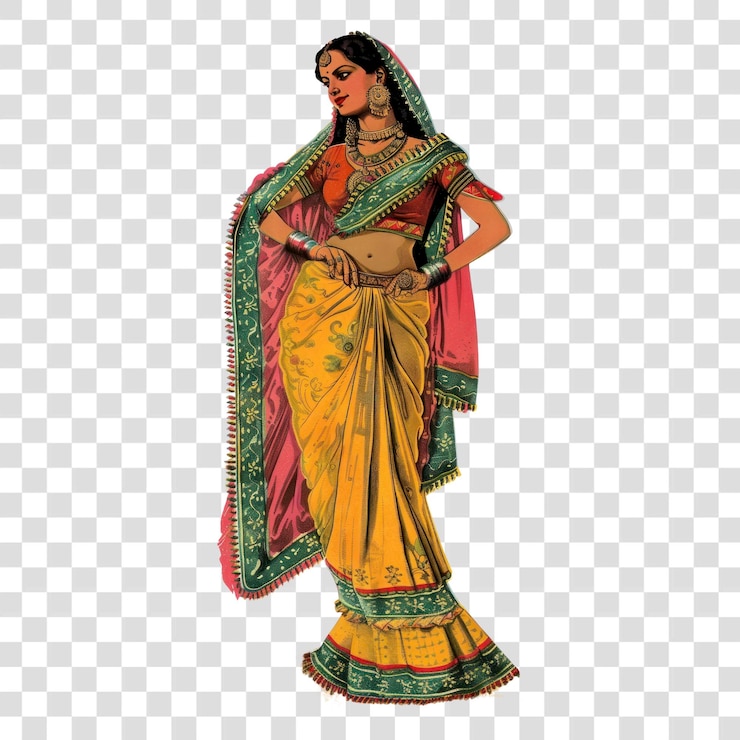 PSD png traditional indian woman in saree
