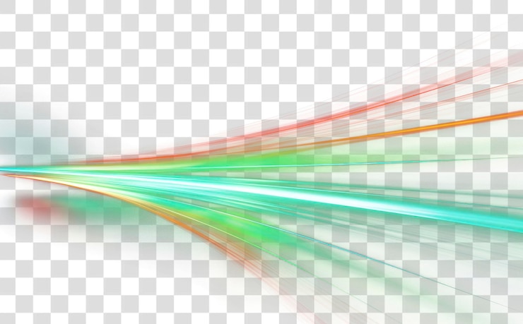 PSD png 透明緑色 スピードライト トレイル ストライク エフェクト 黒い背景に隔離