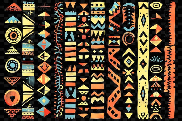 Png tribal tape decal with bold graphic patterns and earthy col creative neon y2k shape decorativeo