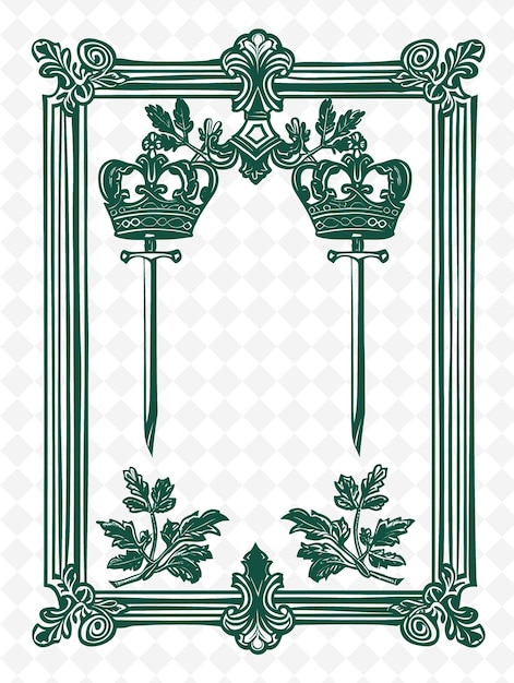 Png Tudor Rose Frame Art Z Dekoracjami Korony I Miecza Border Illustration Frame Art Decorative