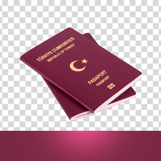 PSD png turkish passport isolated on transparent background