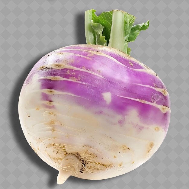 PSD png turnip 뿌리 채소 둥근 모양은 색 고립 된 깨하고 신선한 채소로 특징지어집니다.