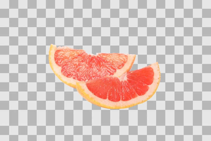 PSD png two slices of ripe grapefruit isolated on white background