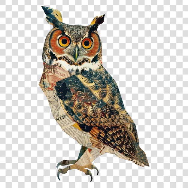 PNG uil vogel vorm collage uitsparingen dieren illustratie decoratief